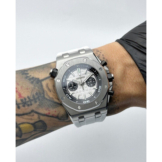 Custom Seiko Mod • White Panda AP ROO Quartz Chronograph • 46mm